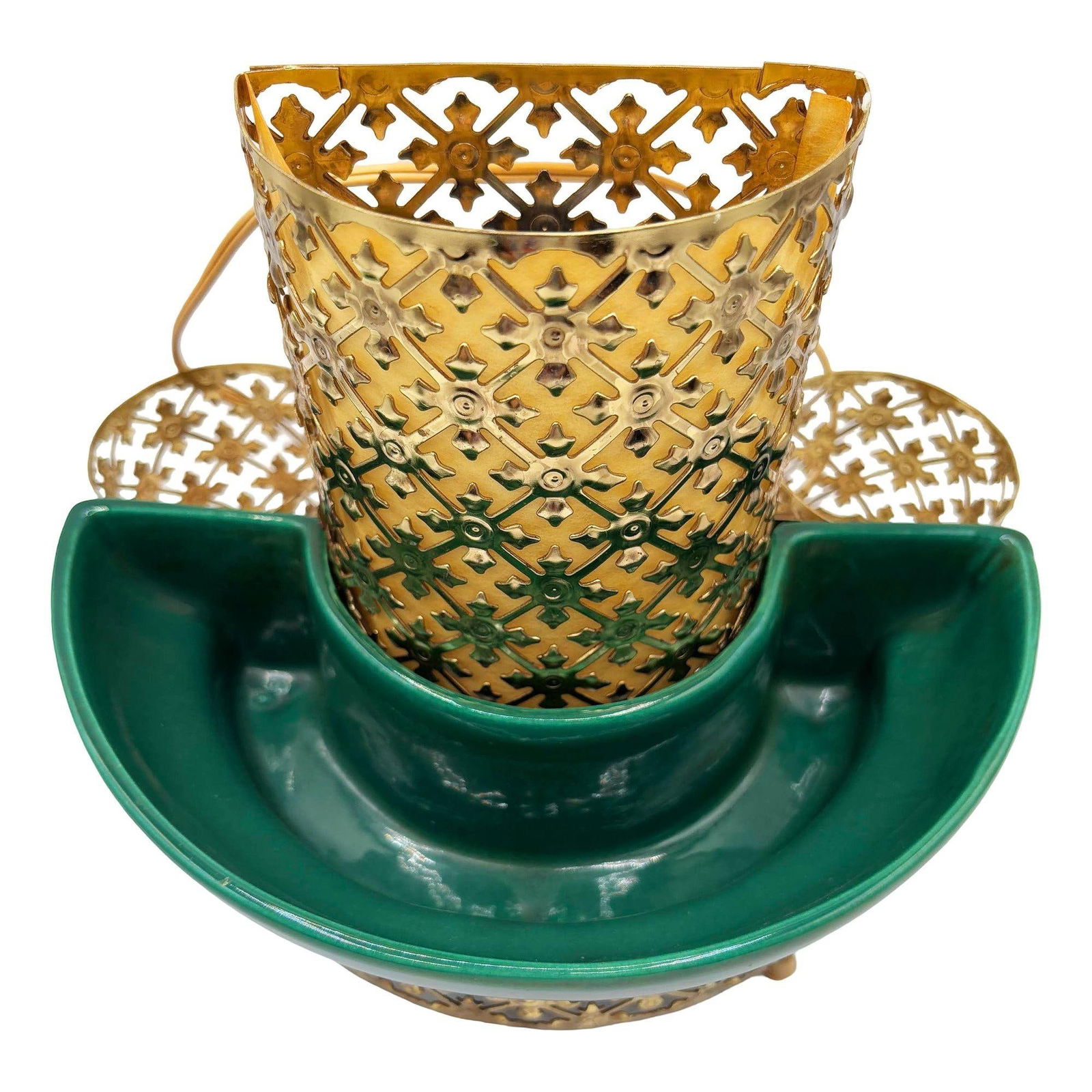 Mid-century Regancy Brass & Ceramic TV Lamp & Planter by Sierra Columbia - 20