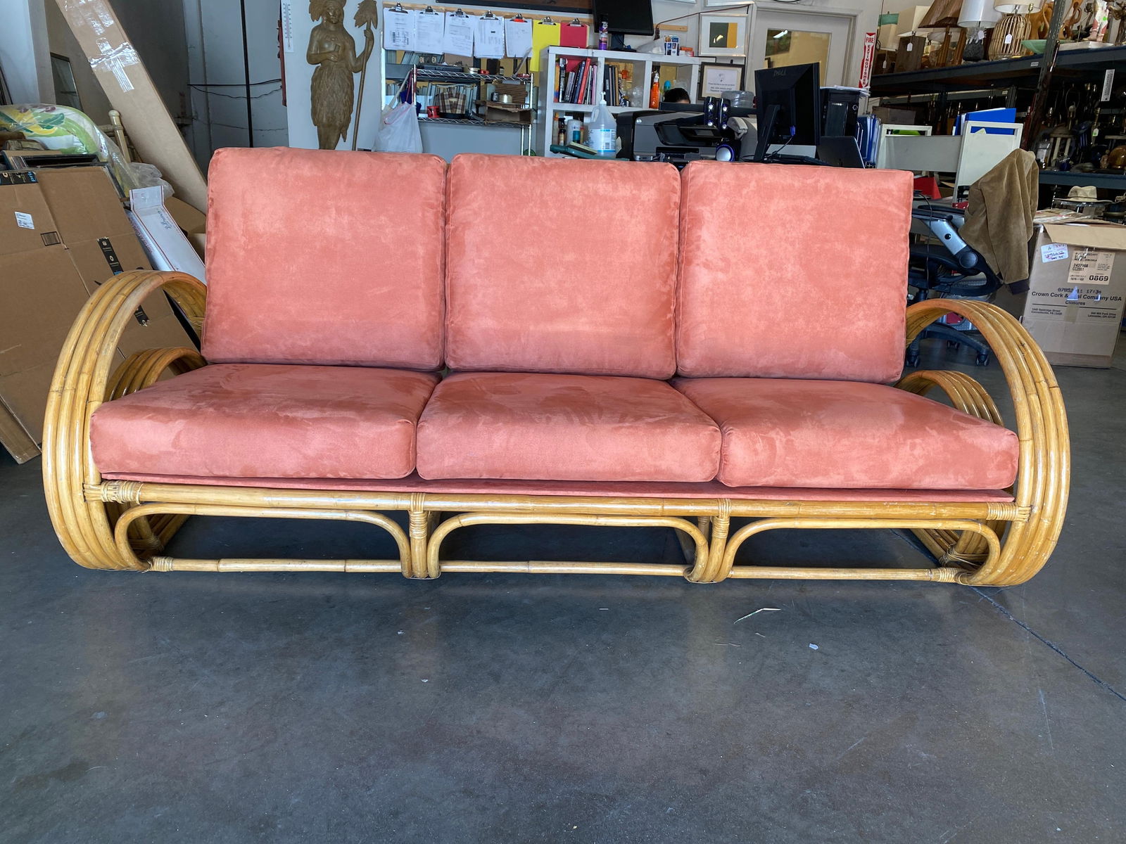 Restored "Double Tear Drop Arm" Rattan Lounge & Sofa Livingroom Set by Tochiku - 10