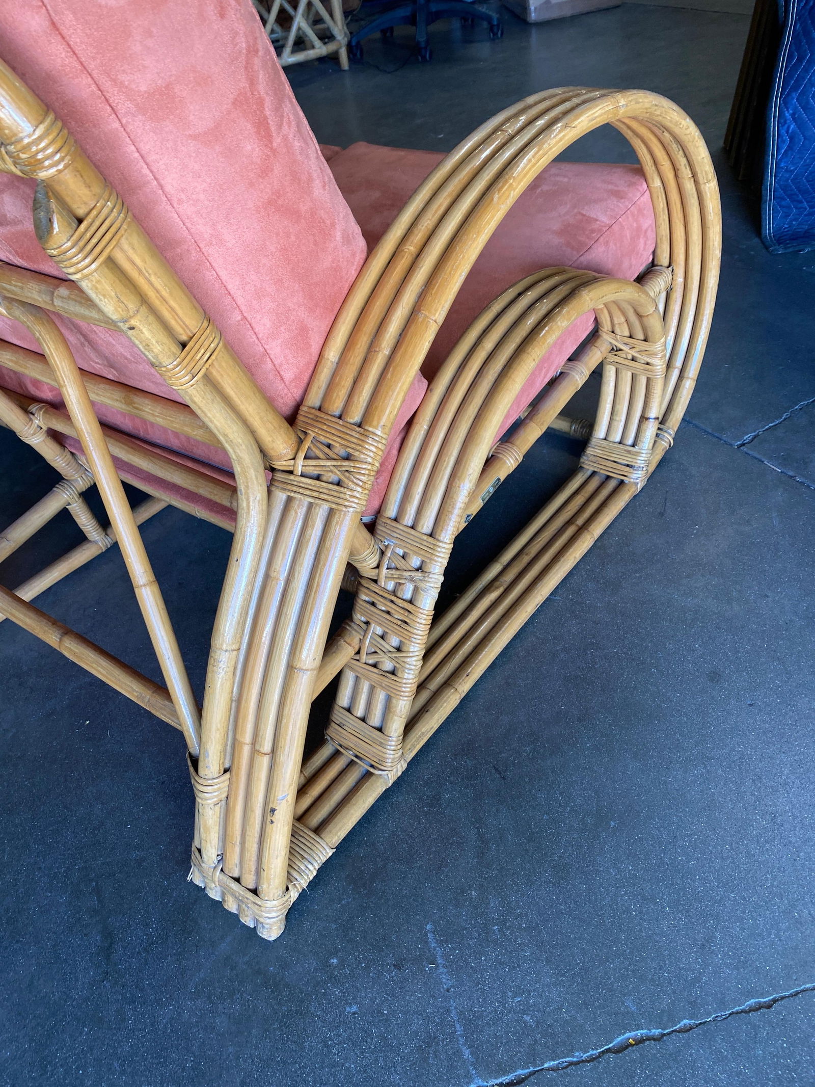 Restored "Double Tear Drop Arm" Rattan Lounge & Sofa Livingroom Set by Tochiku - 13