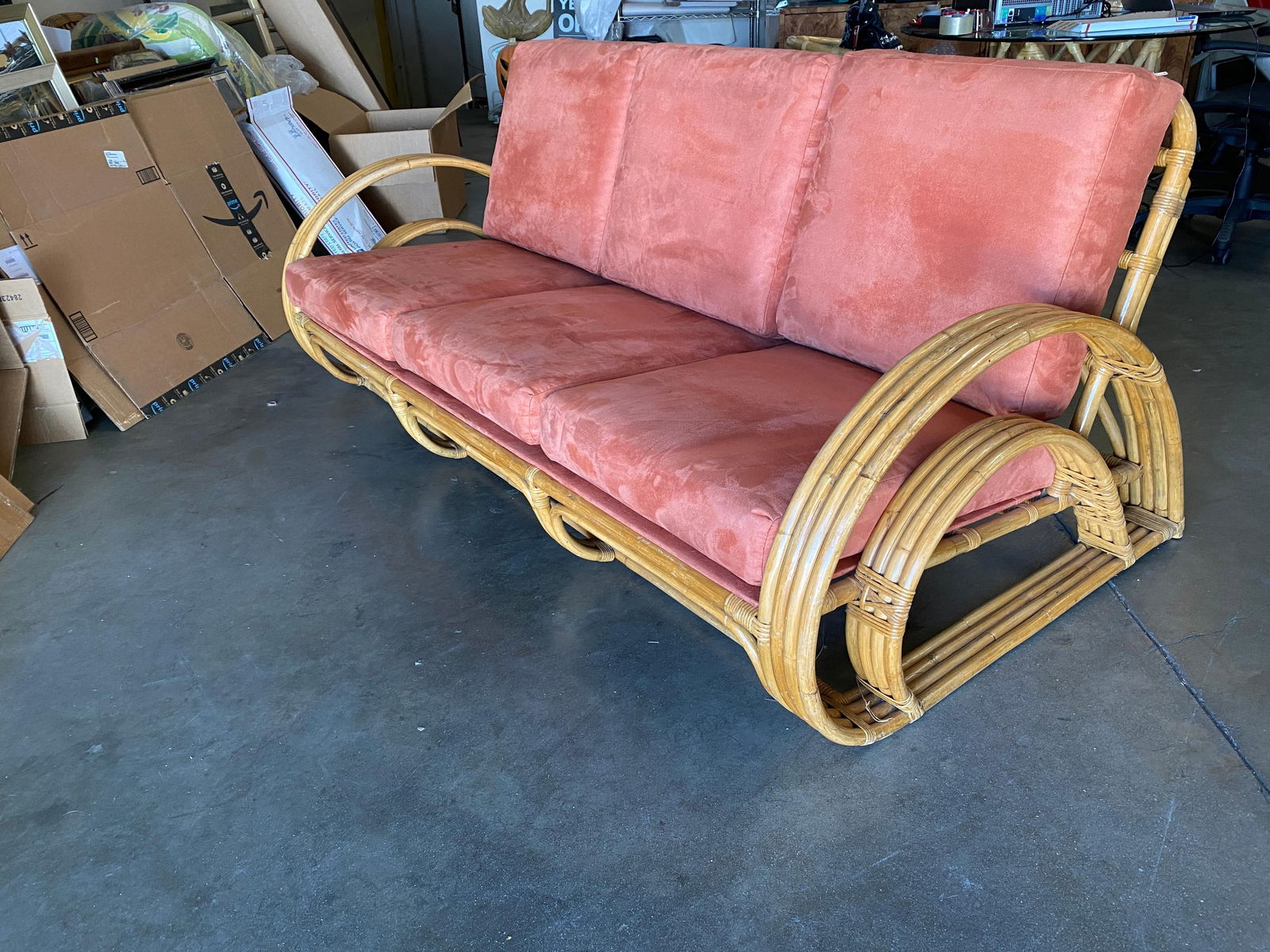 Restored "Double Tear Drop Arm" Rattan Lounge & Sofa Livingroom Set by Tochiku - 9