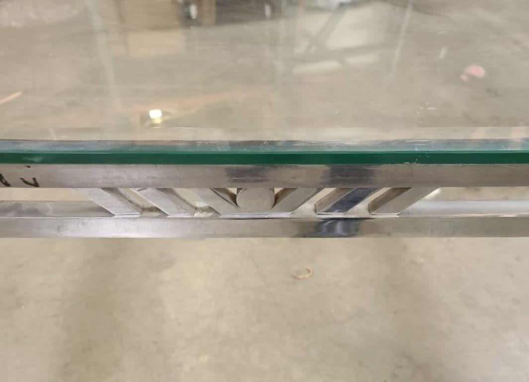 Art Deco Chromed Bronze and Glass Dining Table or Desk - 6