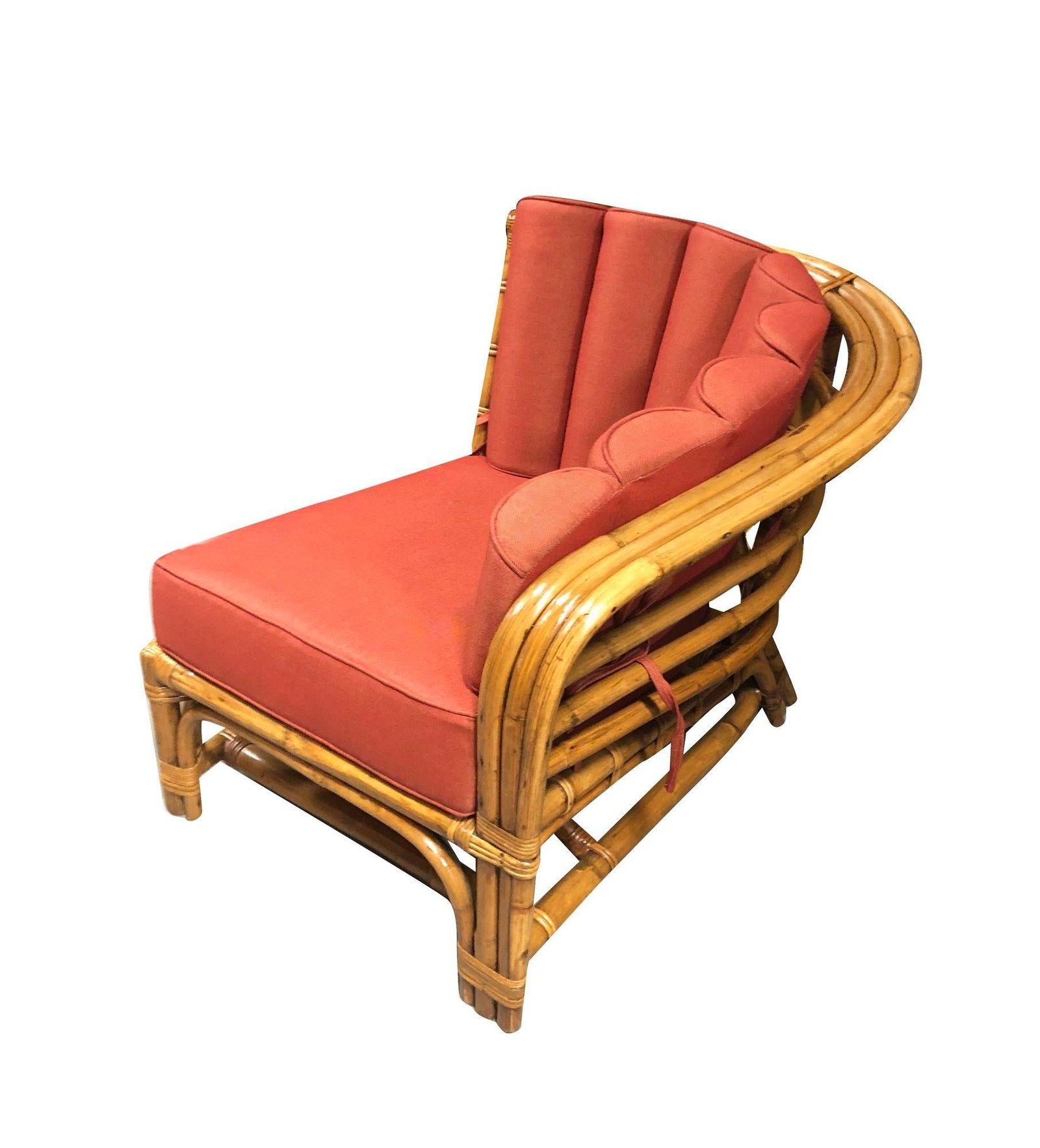 Restored Rattan Round Sectional Sofa w/ 3-Strand Waterfall Arms - 18