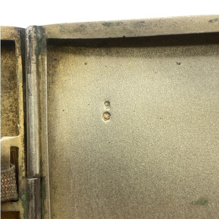 1910's Sterling Silver Cigarette Case w/ Cobalt Blue Enameled Checker Pattern - 6