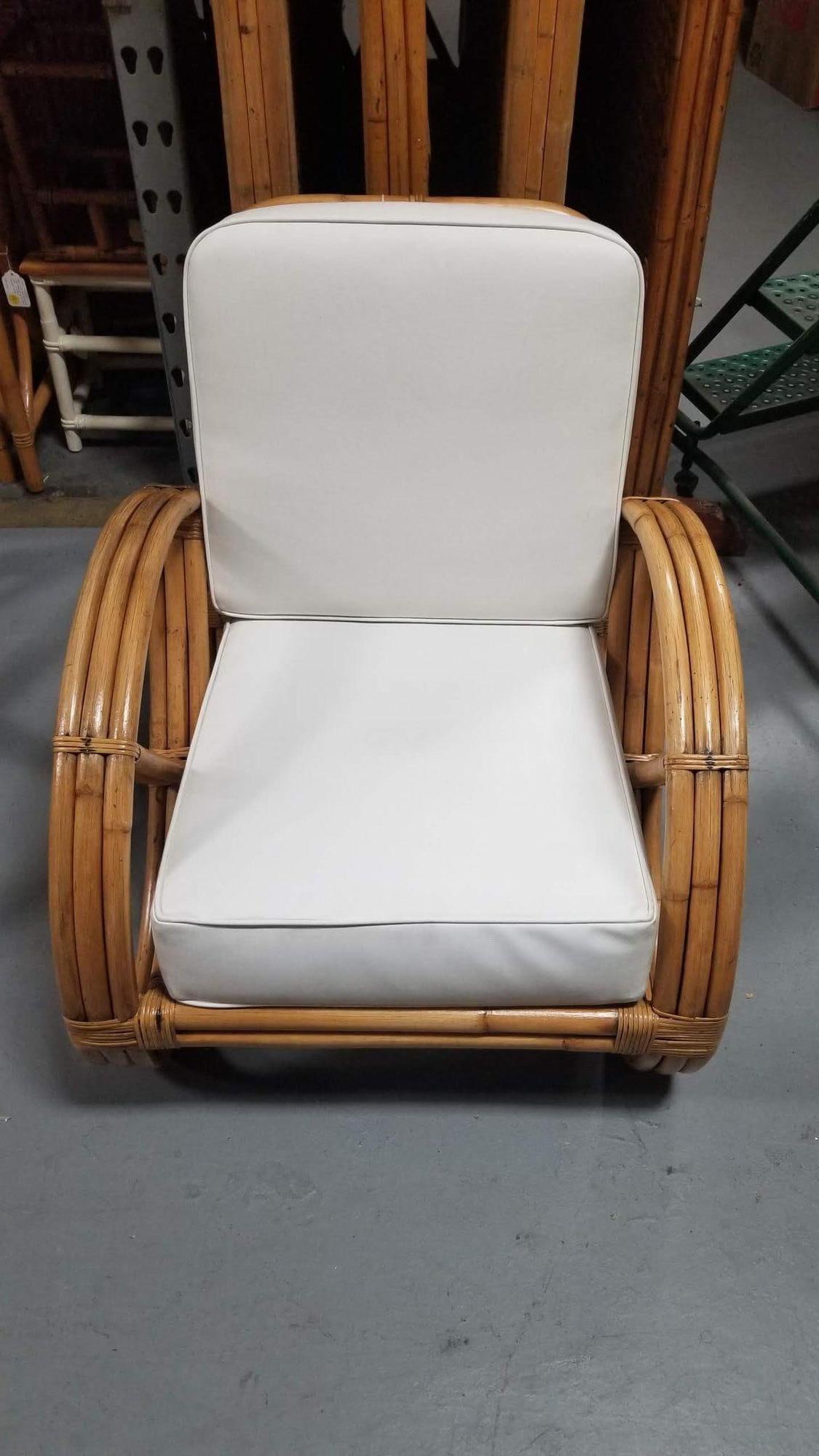 Restored Rattan Three-Strand Full Pretzel Lounge Chair and Three-Seat Sofa Set - 12