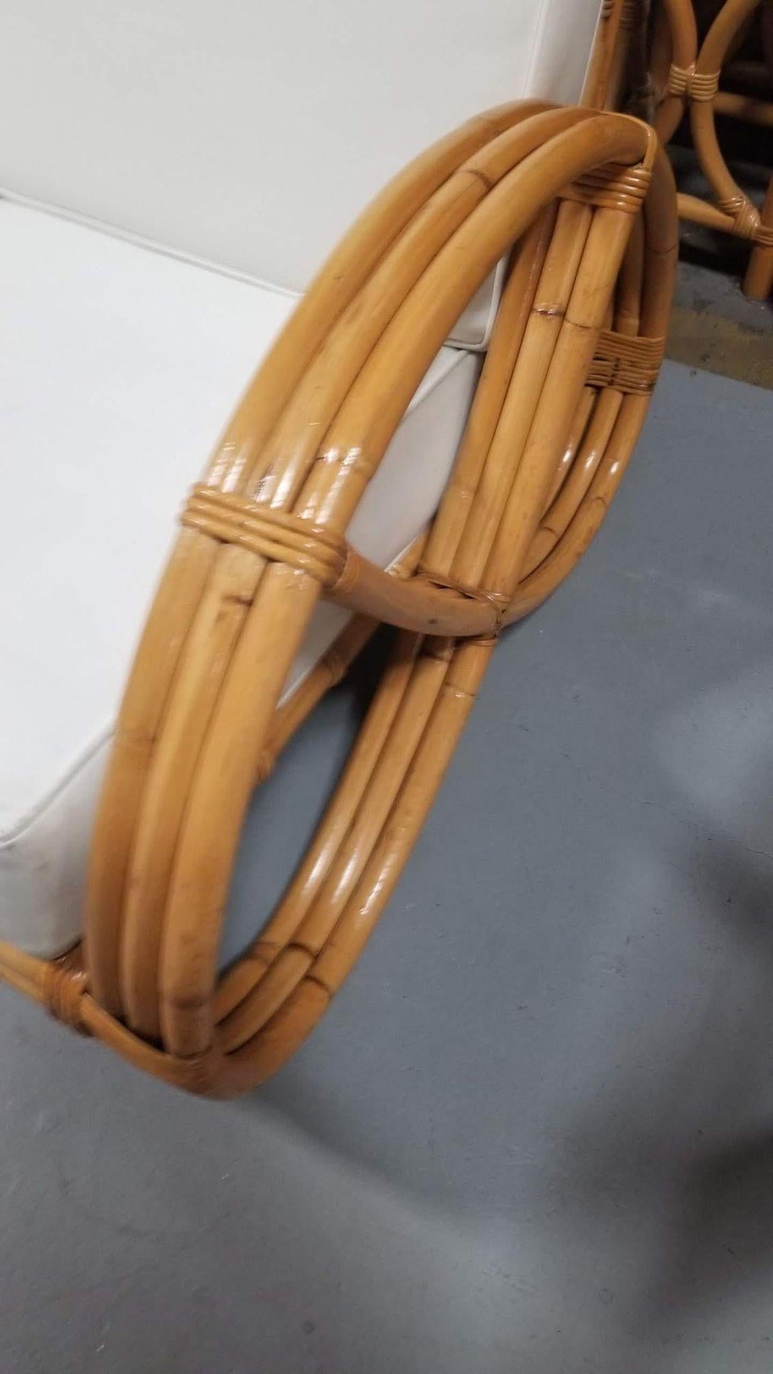 Restored Rattan Three-Strand Full Pretzel Lounge Chair and Three-Seat Sofa Set - 13