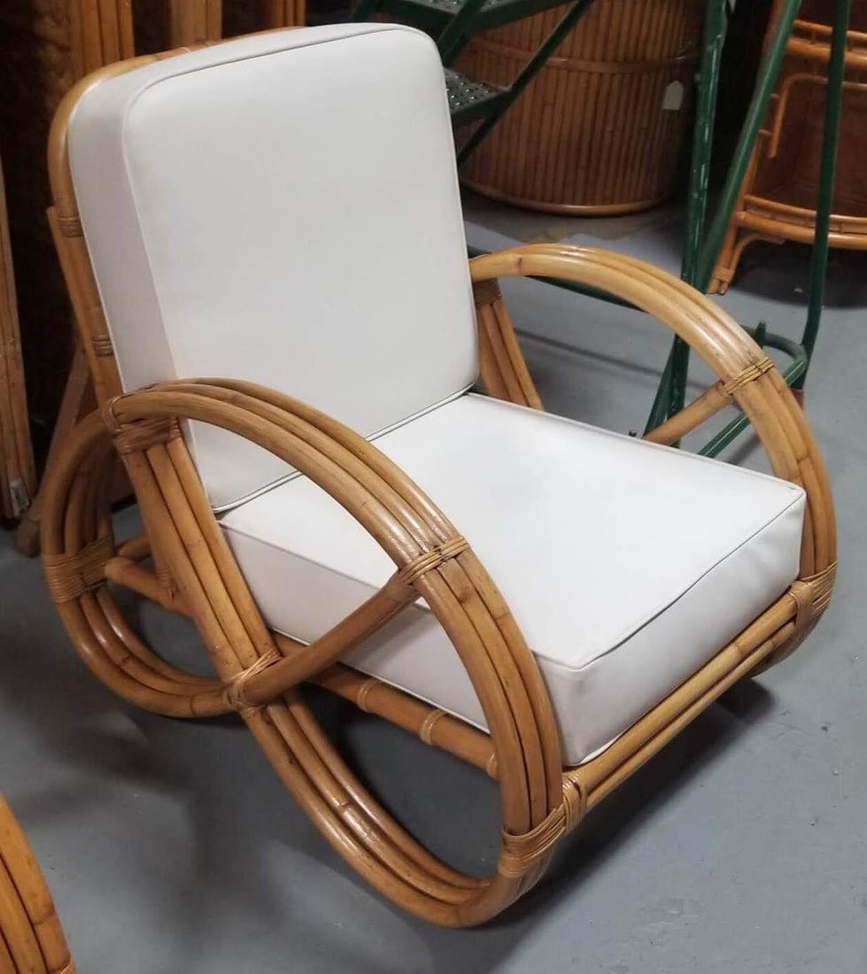 Restored Rattan Three-Strand Full Pretzel Lounge Chair and Three-Seat Sofa Set - 15