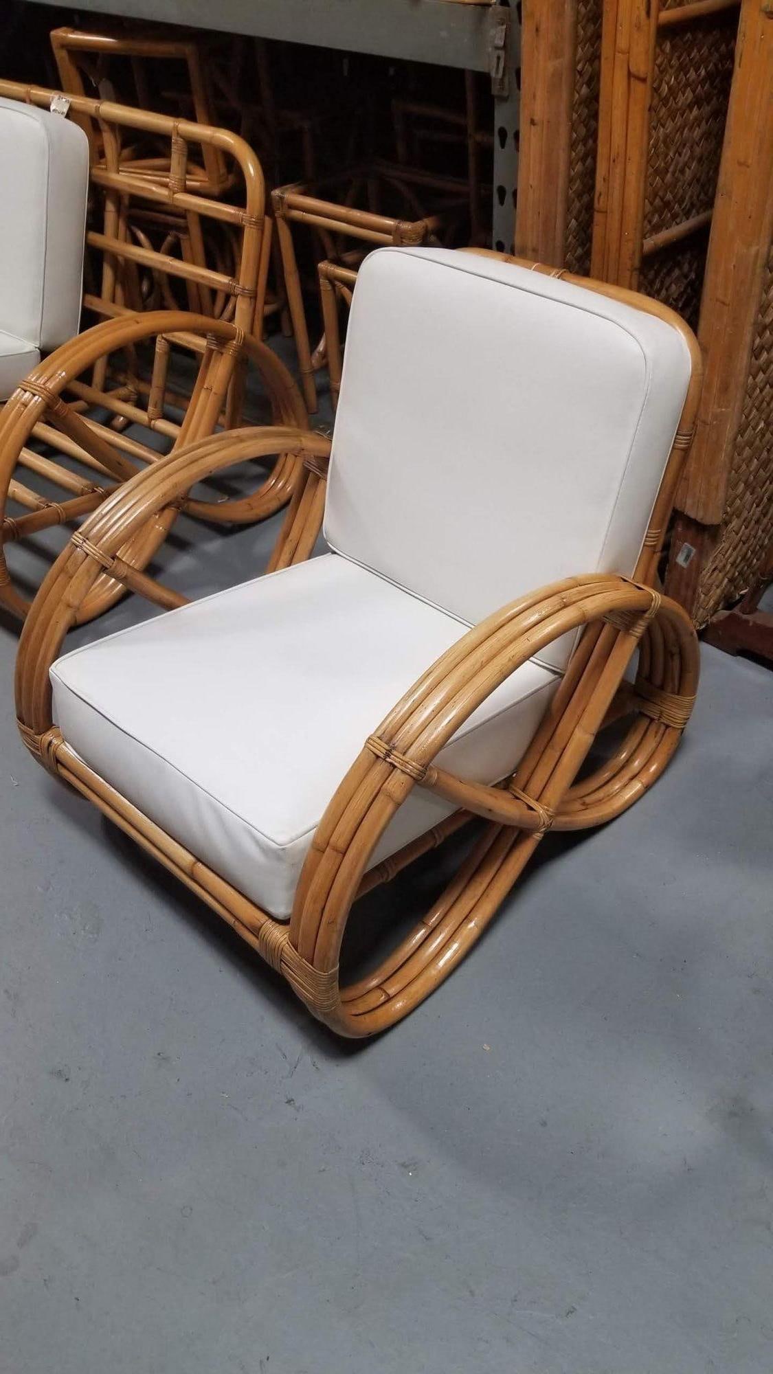Restored Rattan Three-Strand Full Pretzel Lounge Chair and Three-Seat Sofa Set - 17