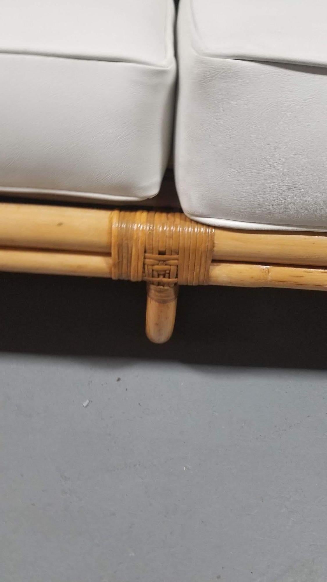 Restored Rattan Three-Strand Full Pretzel Lounge Chair and Three-Seat Sofa Set - 9