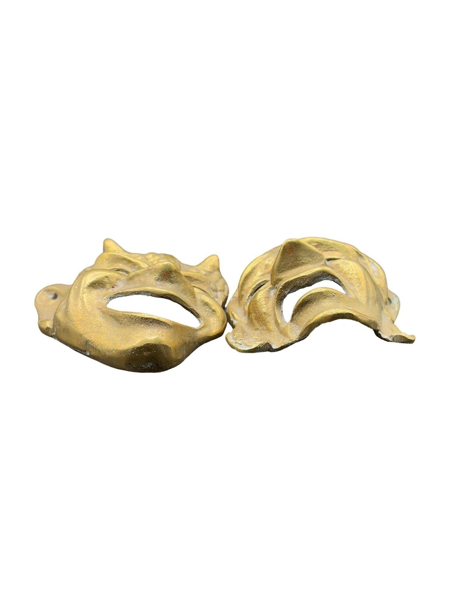MCM Greek Theater Masks Comedy & Tragedy Wall Sculpture Hand-cast in Bronze Pair - 12