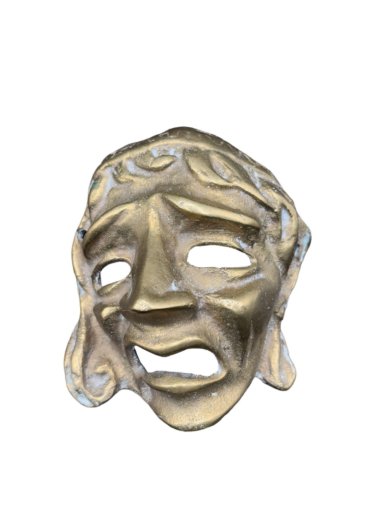 MCM Greek Theater Masks Comedy & Tragedy Wall Sculpture Hand-cast in Bronze Pair - 20