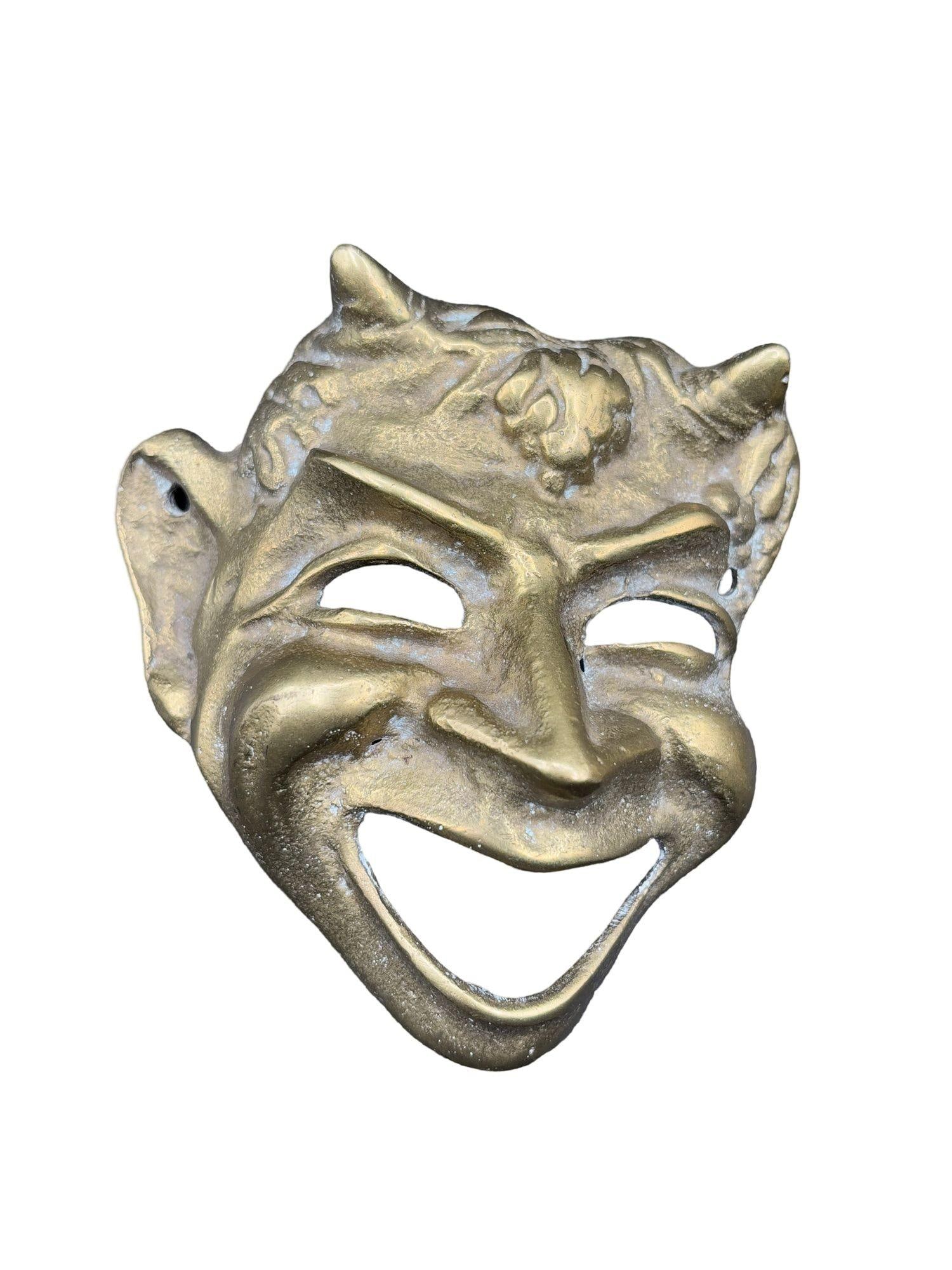 MCM Greek Theater Masks Comedy & Tragedy Wall Sculpture Hand-cast in Bronze Pair - 9