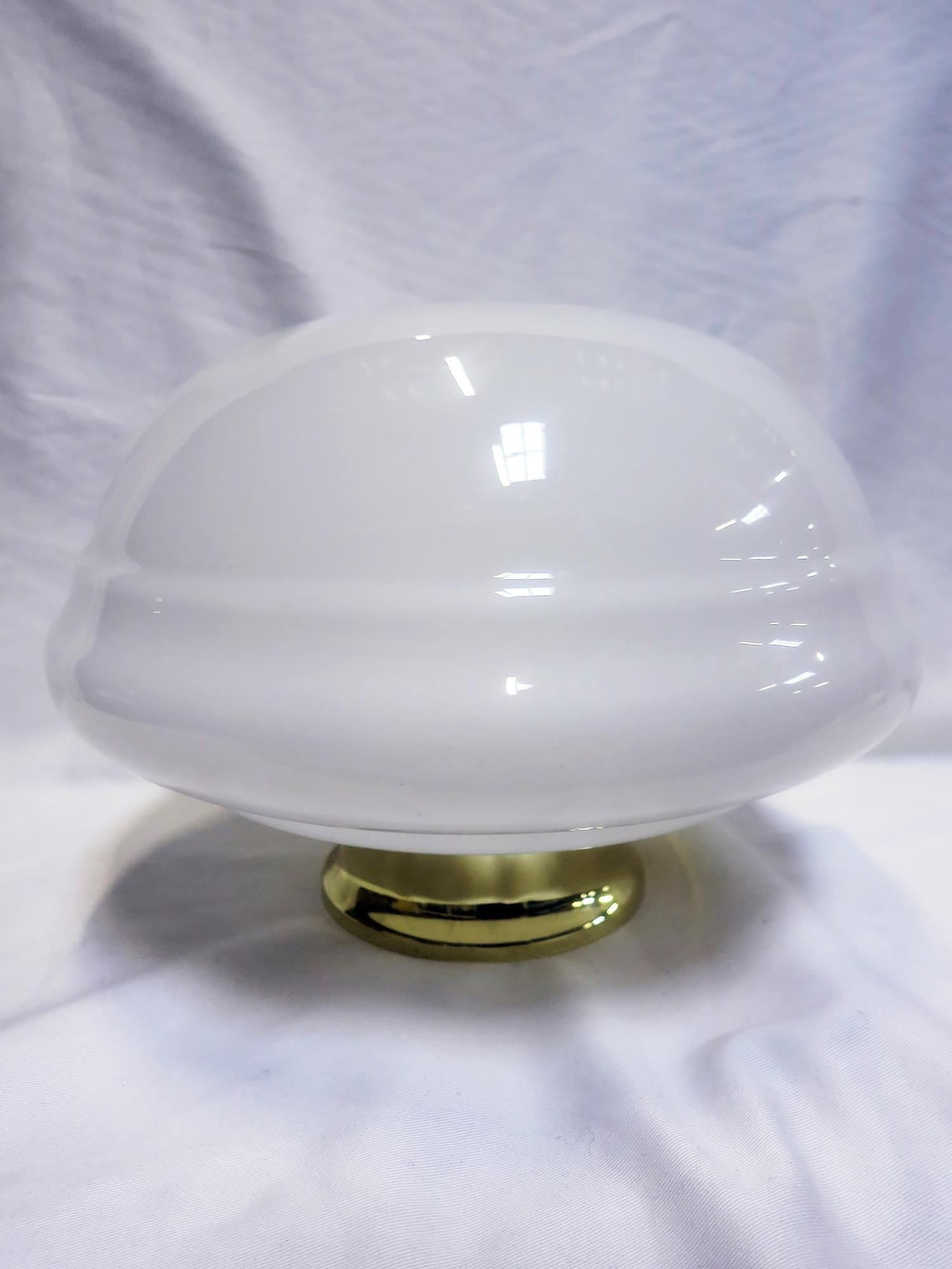 Small Schoolhouse Banded Oval Shape Ceiling Glass Globe Pendant - 3