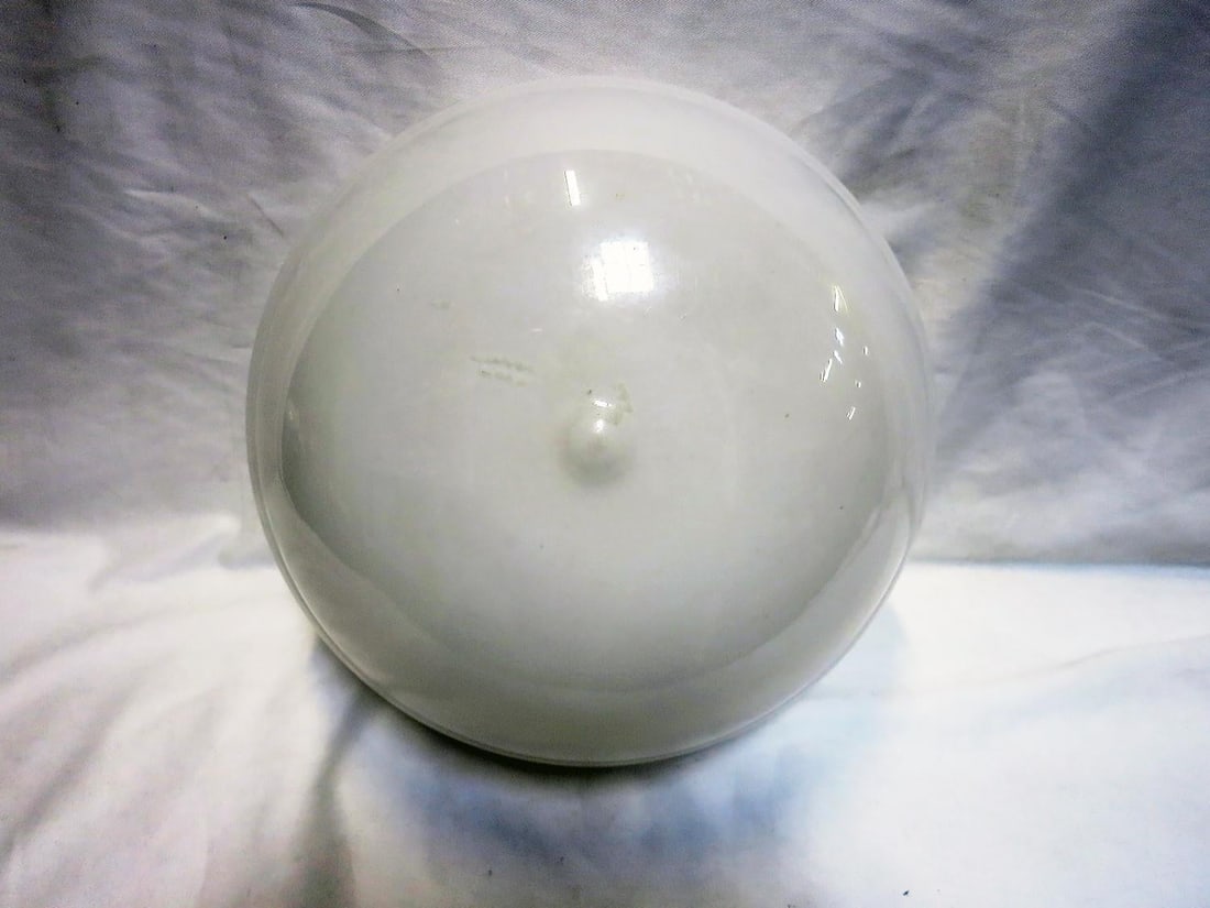 Small Schoolhouse Banded Oval Shape Ceiling Glass Globe Pendant - 4