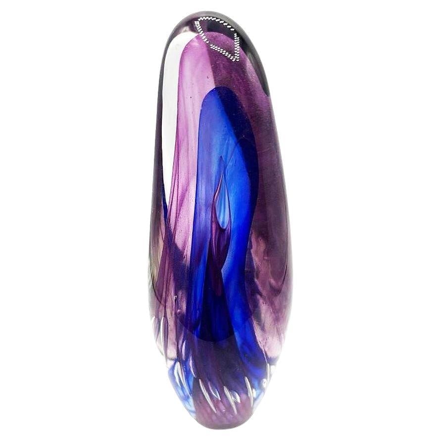 Mid-century Tear Drop Blue and Purple Murano Sommerso Art Glass Sculpture - 7
