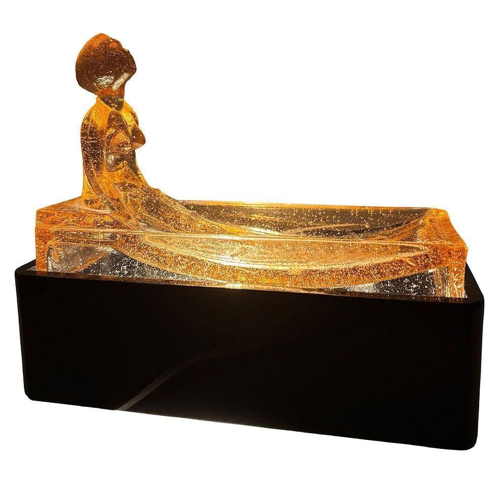 Art Deco H. Hoffman Style Peach Art Glass Table Lamp by Sarsaparilla - 10