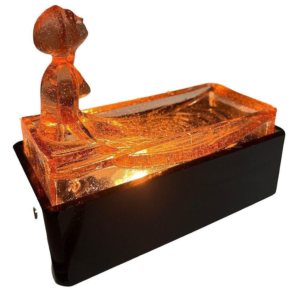 Art Deco H. Hoffman Style Peach Art Glass Table Lamp by Sarsaparilla - 12