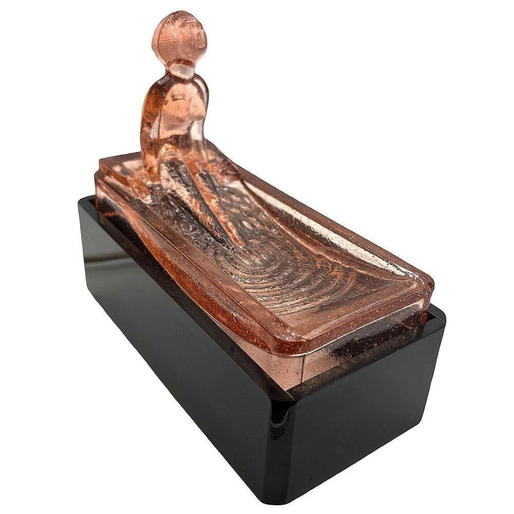 Art Deco H. Hoffman Style Peach Art Glass Table Lamp by Sarsaparilla - 13