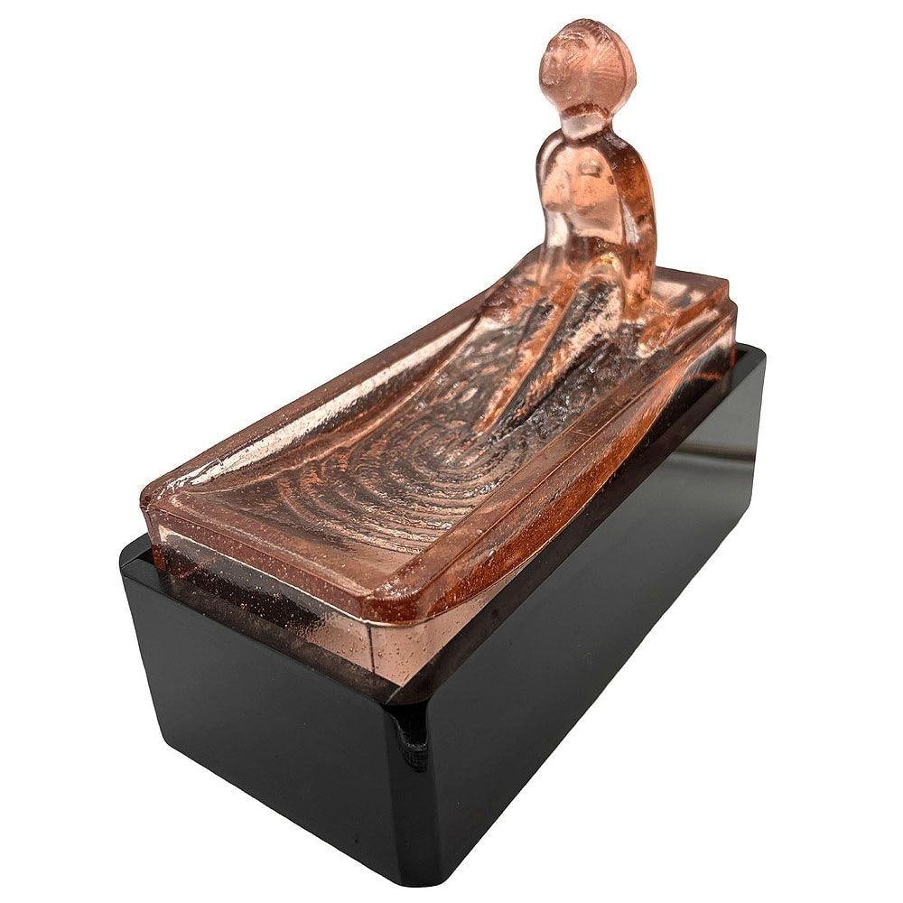 Art Deco H. Hoffman Style Peach Art Glass Table Lamp by Sarsaparilla - 14