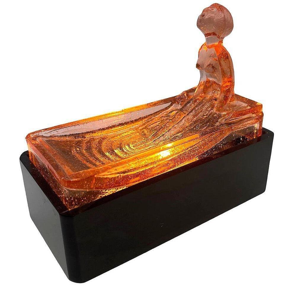 Art Deco H. Hoffman Style Peach Art Glass Table Lamp by Sarsaparilla - 9