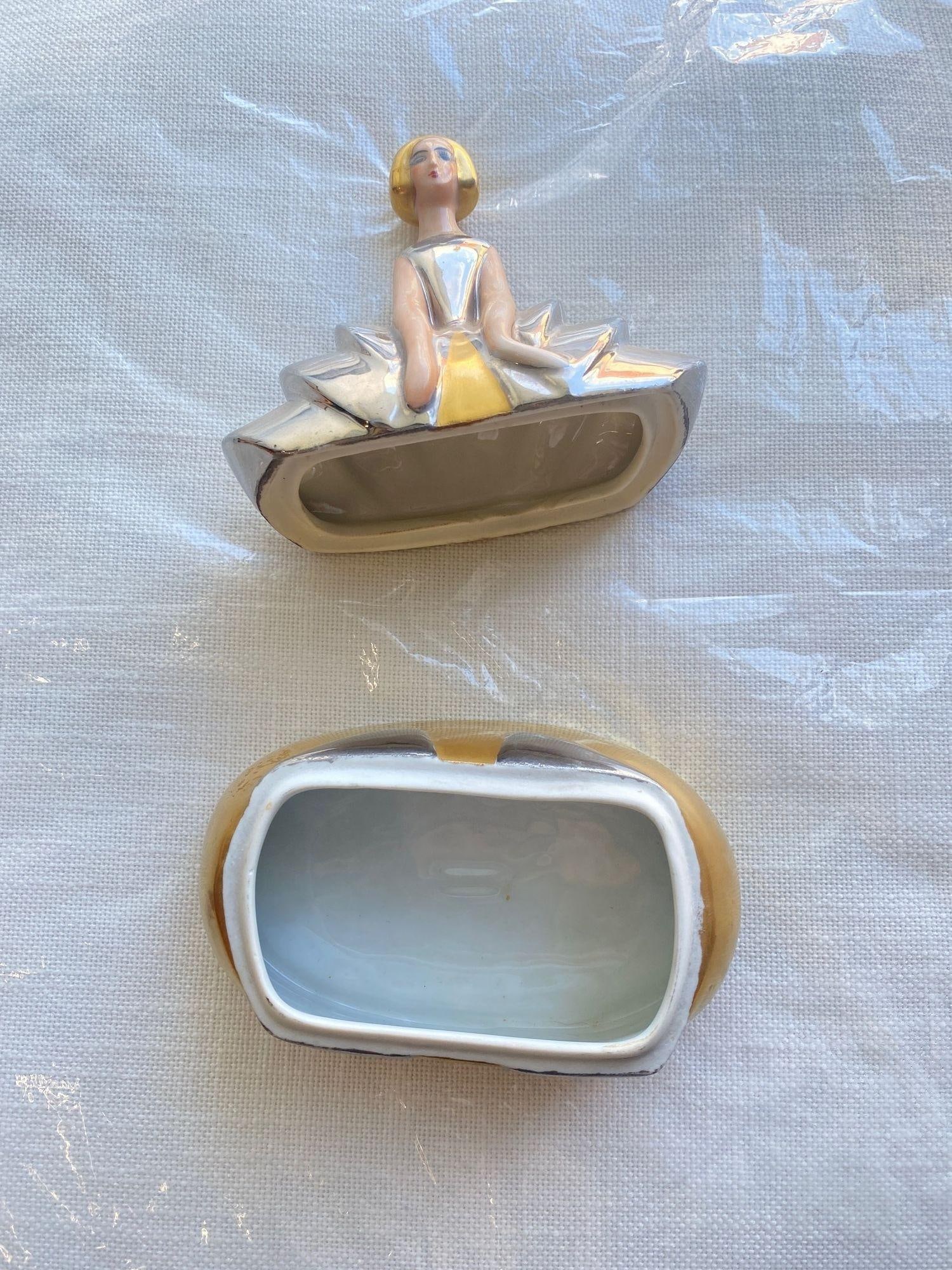 French Flapper Ceramic Perfume Bottle by Charles Serpaut Limoges - 8