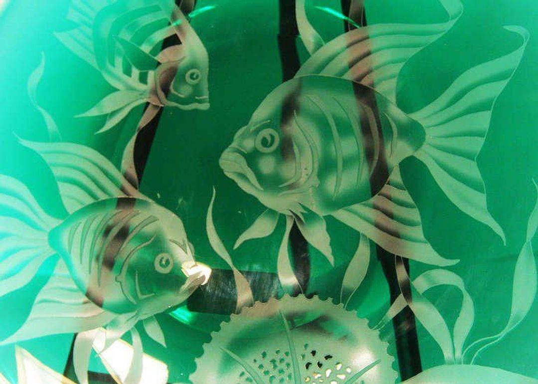 Correia Art Glass Large Hand Etched Decorative Plate, Signed - 14