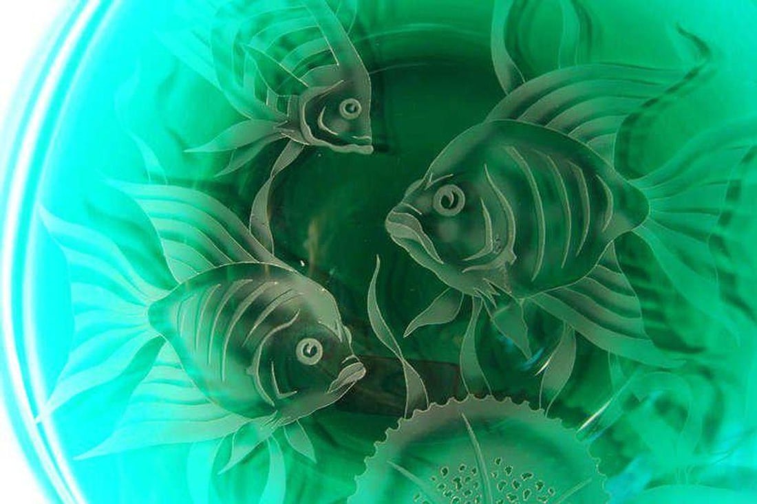 Correia Art Glass Large Hand Etched Decorative Plate, Signed - 3