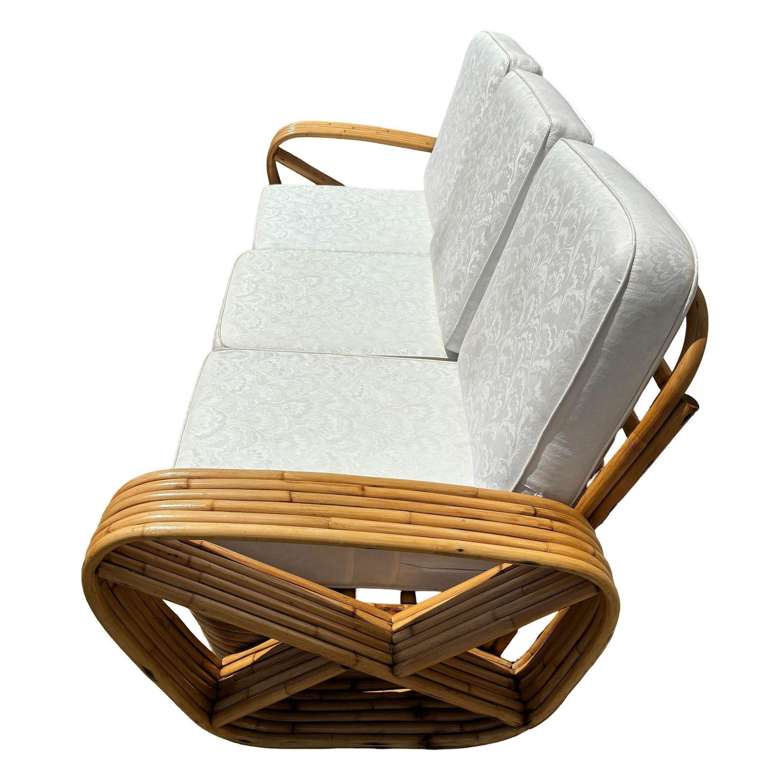 Restored Frankl Style Rattan Six-Strand Square Pretzel 3-Seater Sectional Sofa - 14