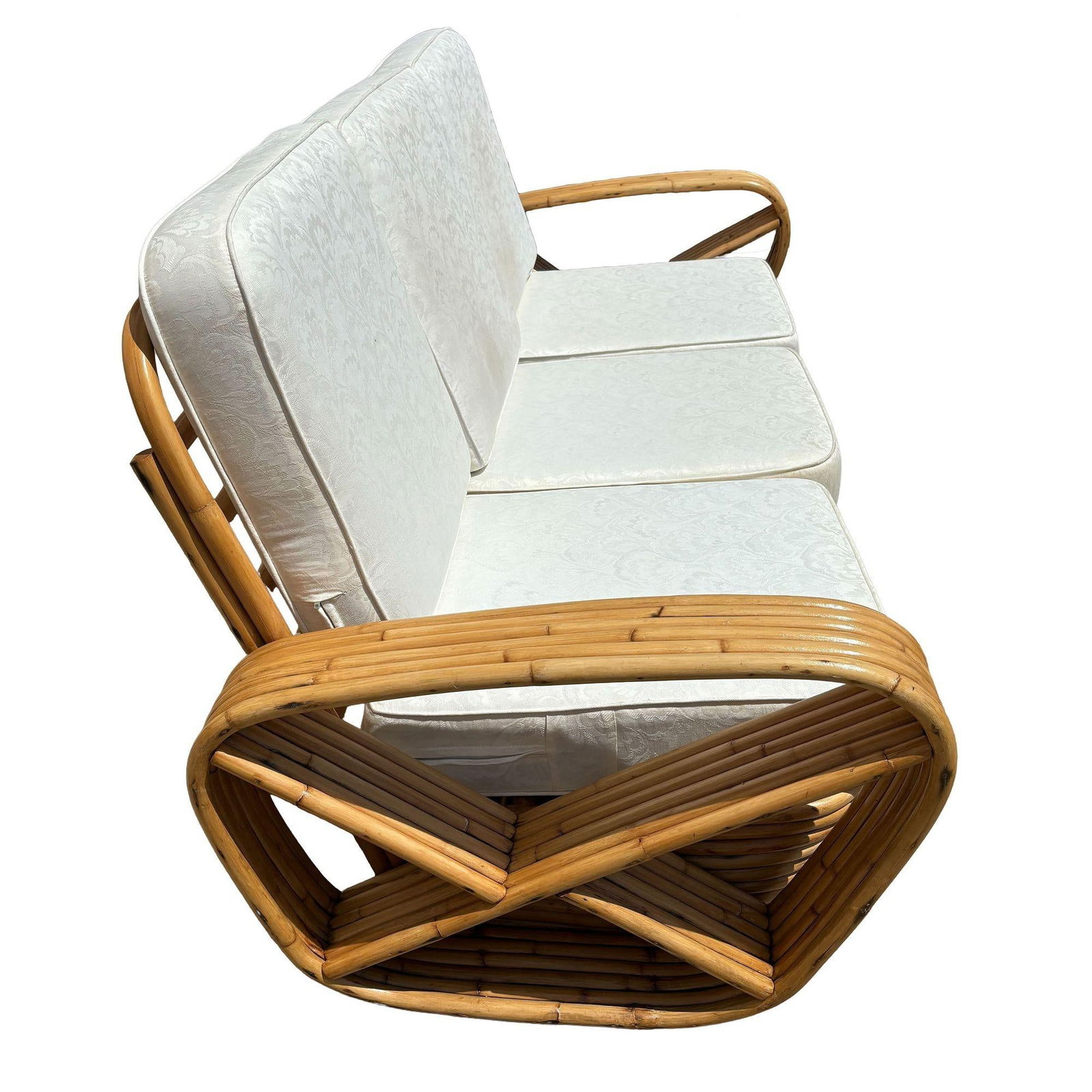 Restored Frankl Style Rattan Six-Strand Square Pretzel 3-Seater Sectional Sofa - 7