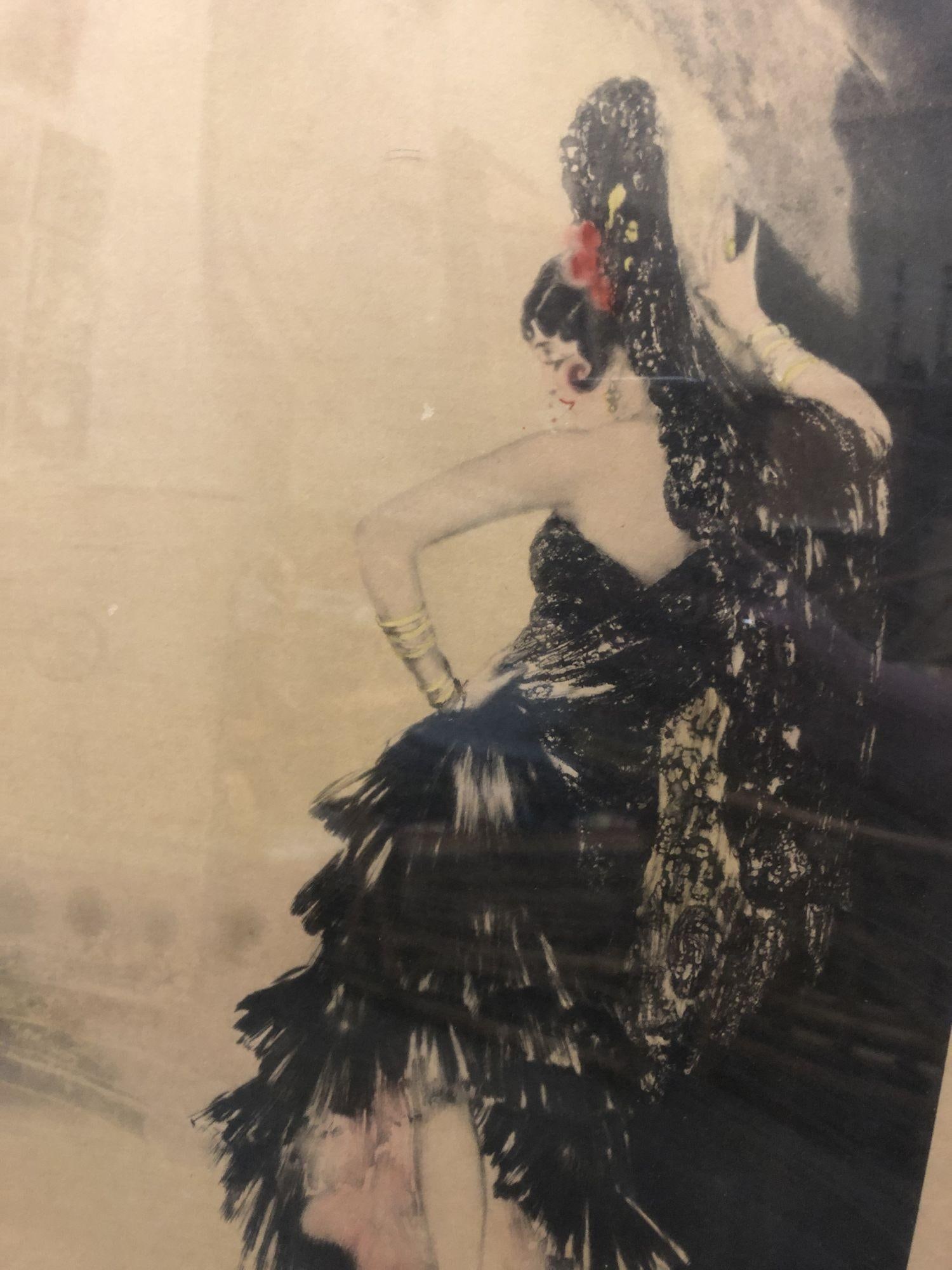 Louis Icart Colored Etching "Seville" in original Frame - 5