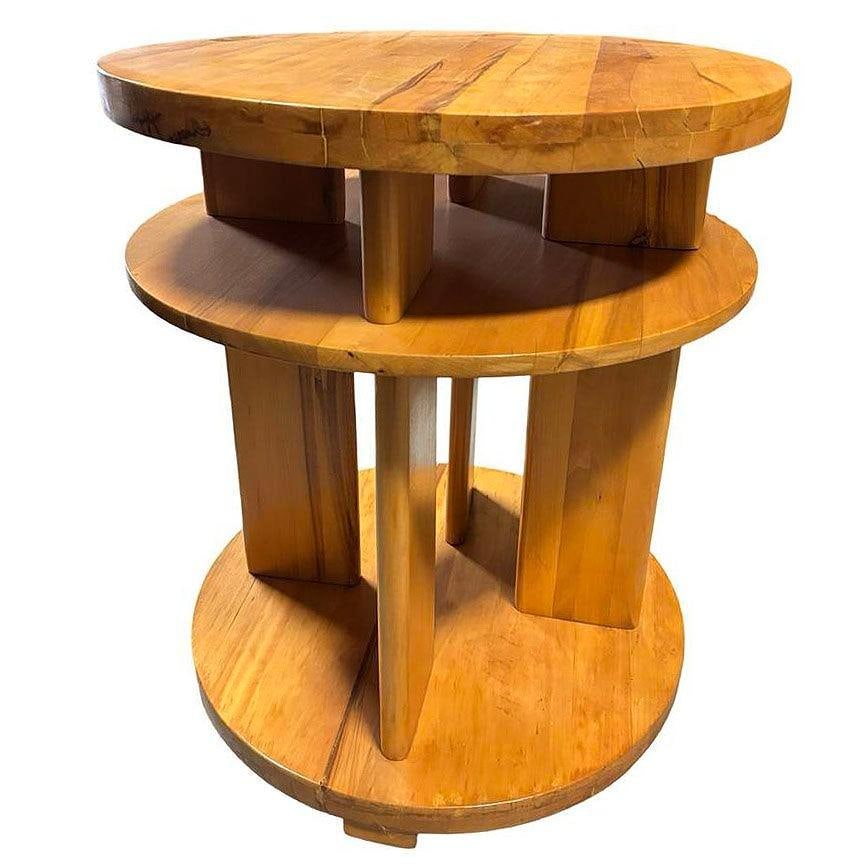 Art Deco 3- Tier Lamp Walnut Side Table By Gilbert Rohde for Brown Saltman - 3
