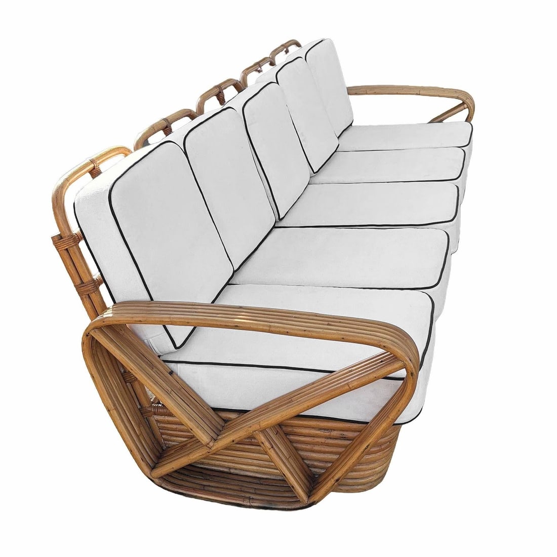 Restored Paul T Frankl Style Rattan 5-Strand Square Pretzel 5-Seat Sectional - 10