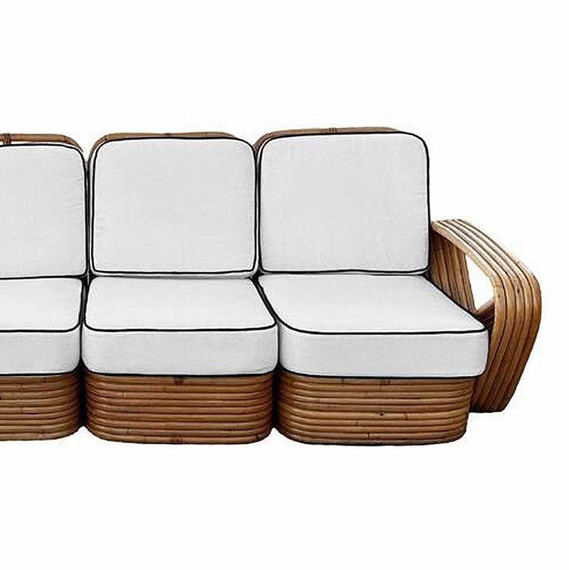 Restored Paul T Frankl Style Rattan 5-Strand Square Pretzel 5-Seat Sectional - 15