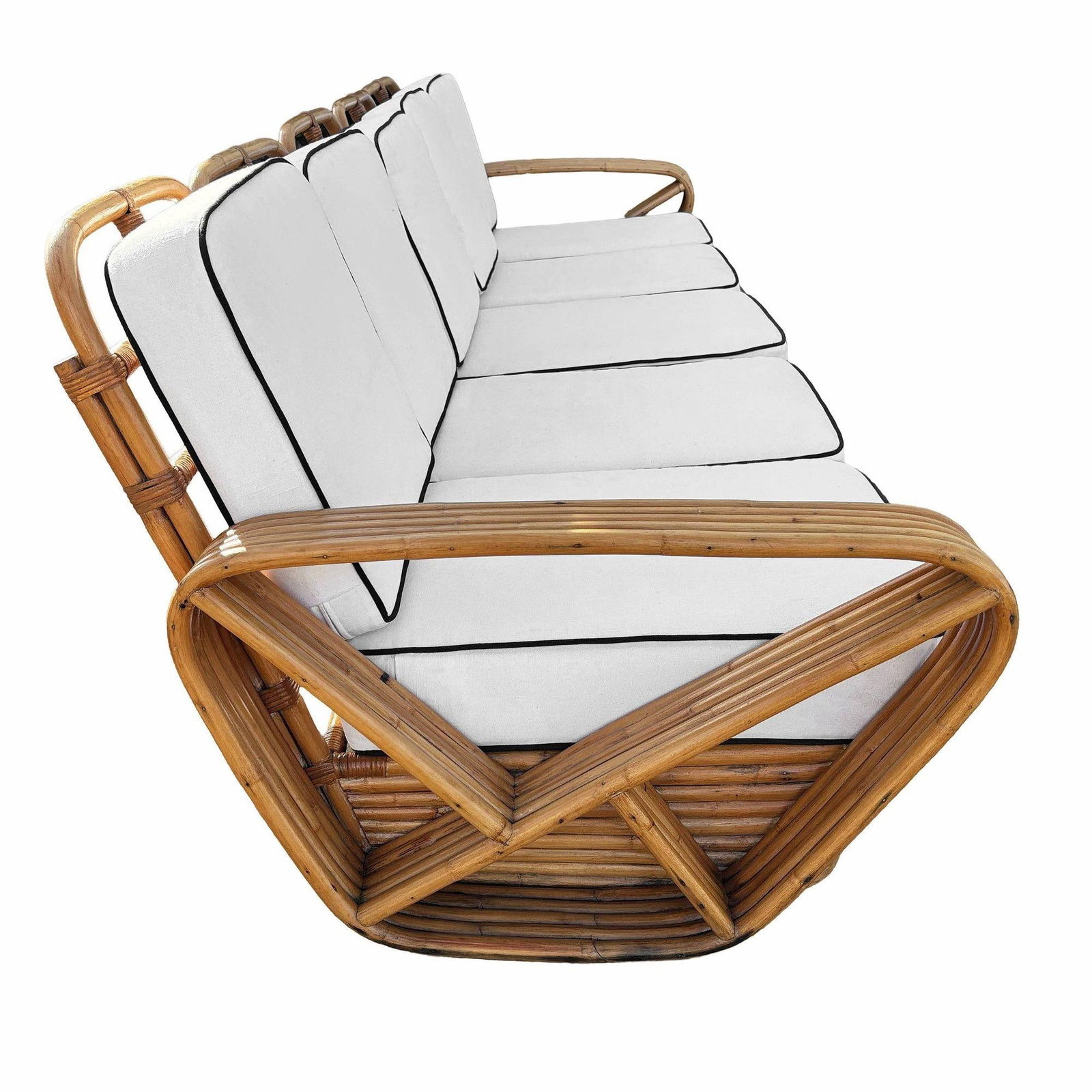 Restored Paul T Frankl Style Rattan 5-Strand Square Pretzel 5-Seat Sectional - 2