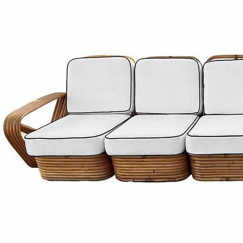 Restored Paul T Frankl Style Rattan 5-Strand Square Pretzel 5-Seat Sectional - 3
