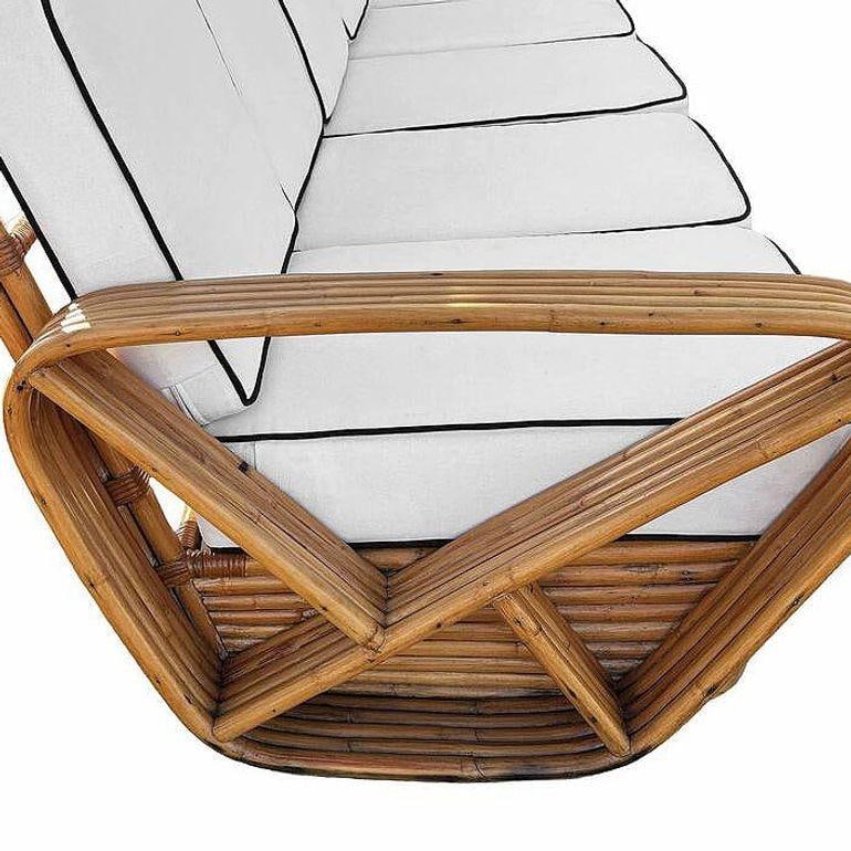 Restored Paul T Frankl Style Rattan 5-Strand Square Pretzel 5-Seat Sectional - 4