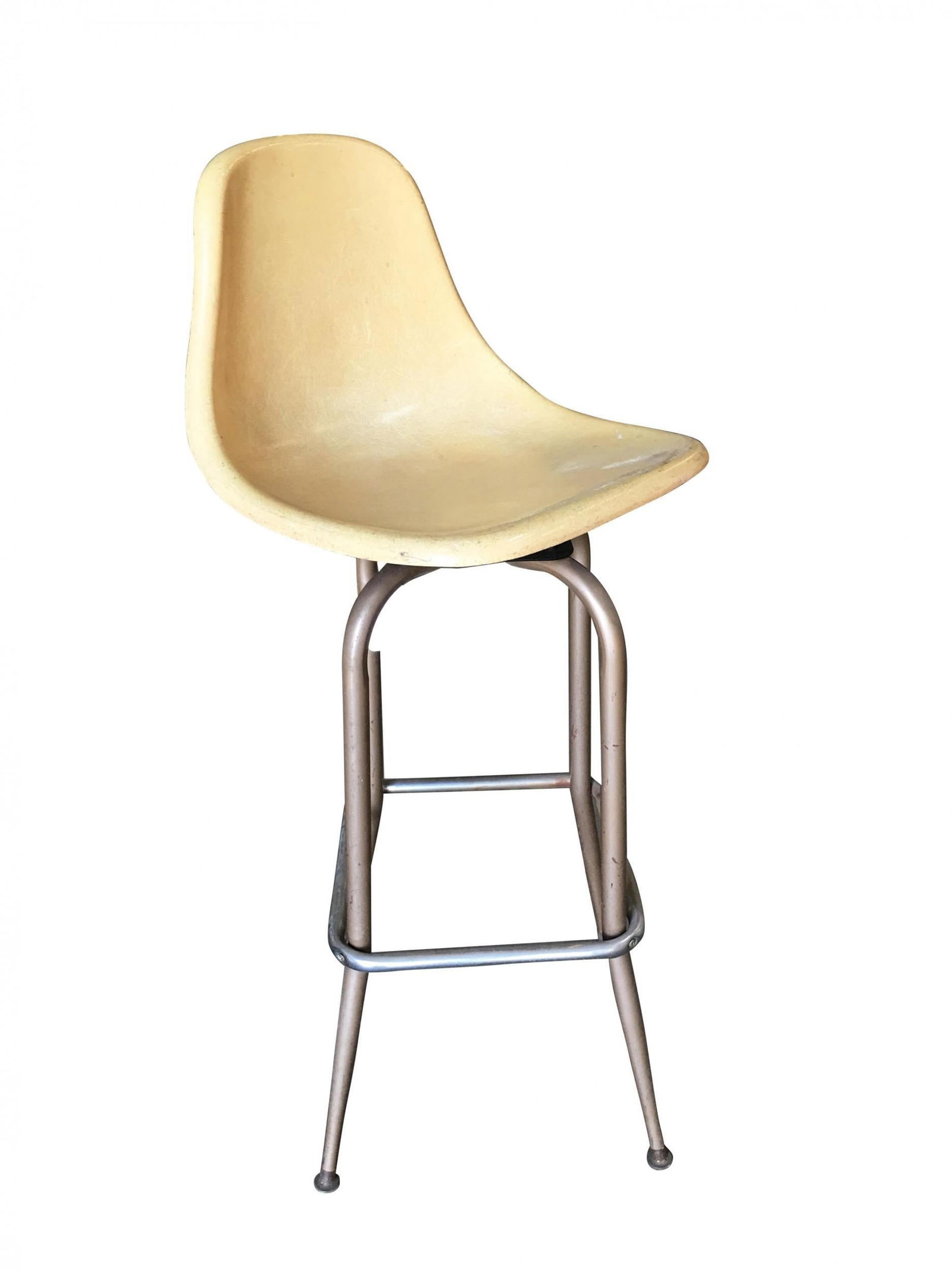 Midcentury Fiberglass Shell Swivel Bar Stool, Pair - 16