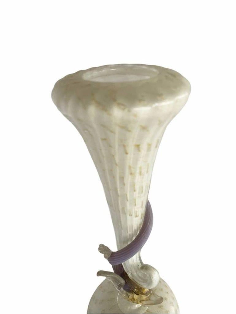 Mid-Century Venetian Murano Glass Dolphin Vase By Salviati - 12