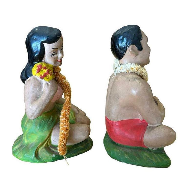 Pair of Hand Painted Ceramic Hula Girl & Ukele Boy Souvenir Figurines - 15