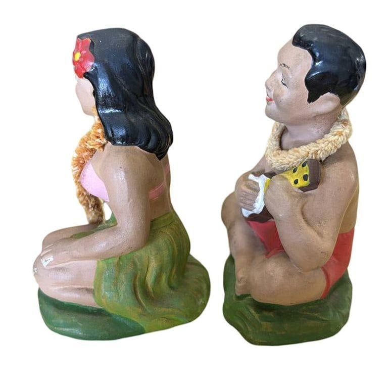 Pair of Hand Painted Ceramic Hula Girl & Ukele Boy Souvenir Figurines - 17