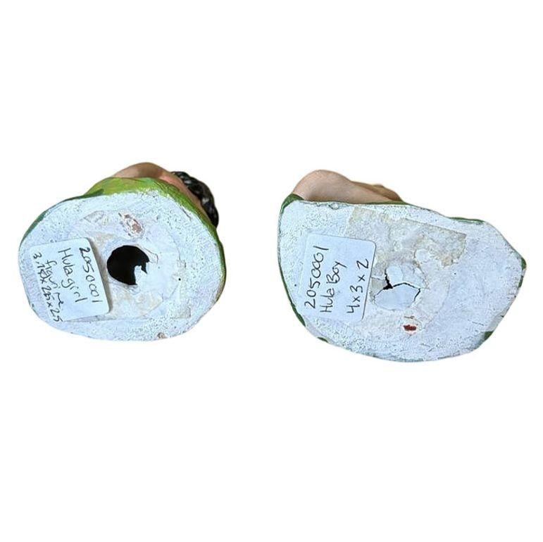 Pair of Hand Painted Ceramic Hula Girl & Ukele Boy Souvenir Figurines - 6