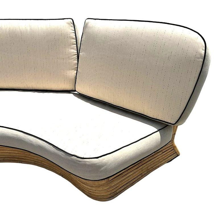 Restored 4 Person Curved Stacked Rattan Sectional Sofa - 14