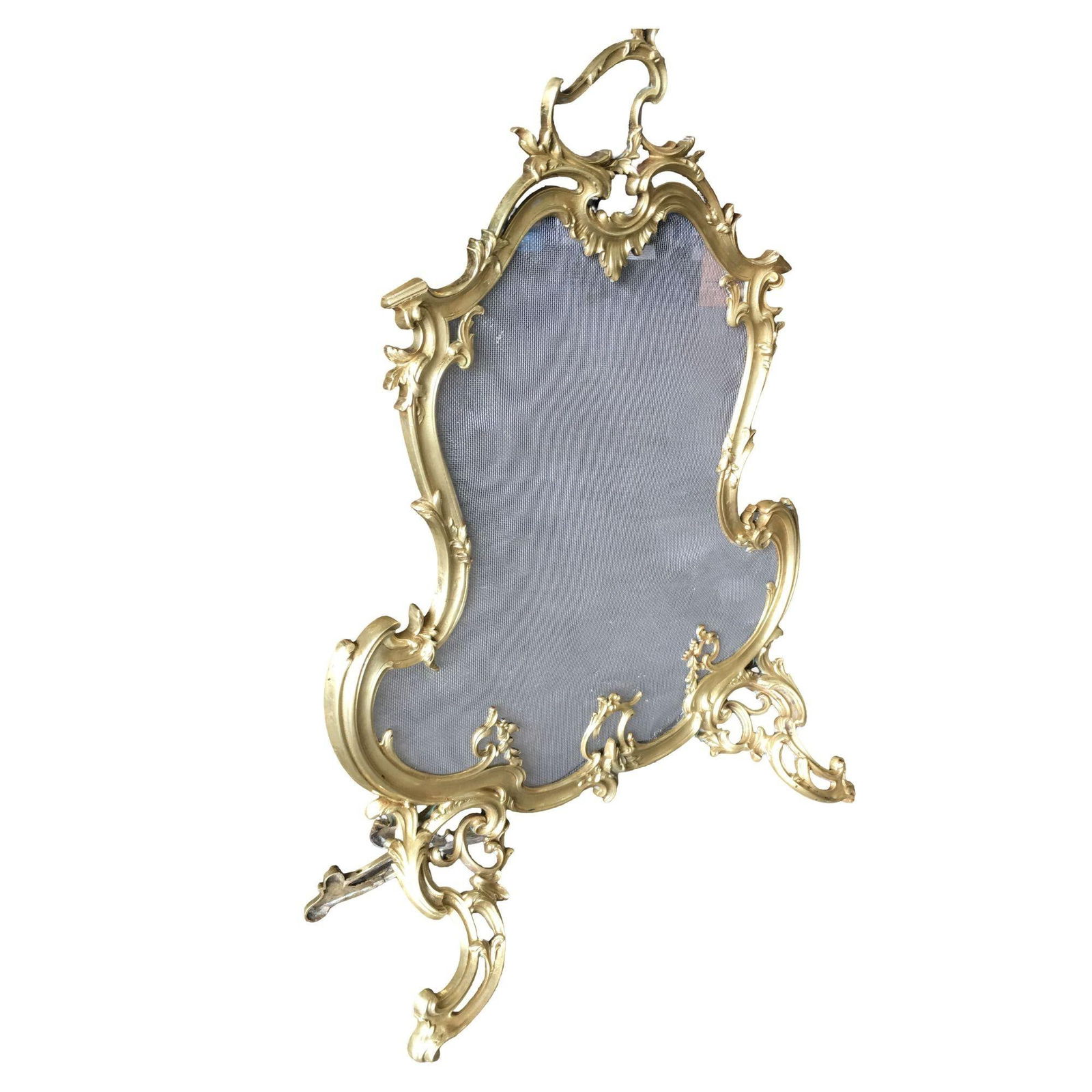 Art Nouveau Brass Fireplace Tool Set, Screen, Andiron, and Log Bucket Set - 17