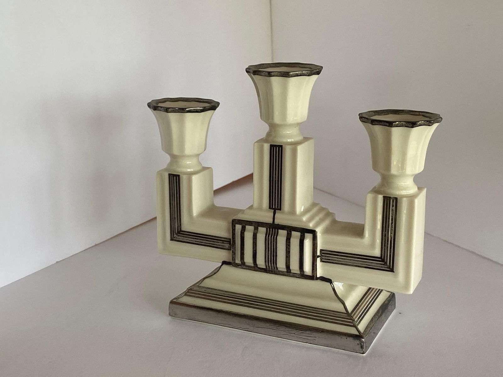 Stepped Art Deco Candelabra with Sterling Silver Overlay by Lenox - 9
