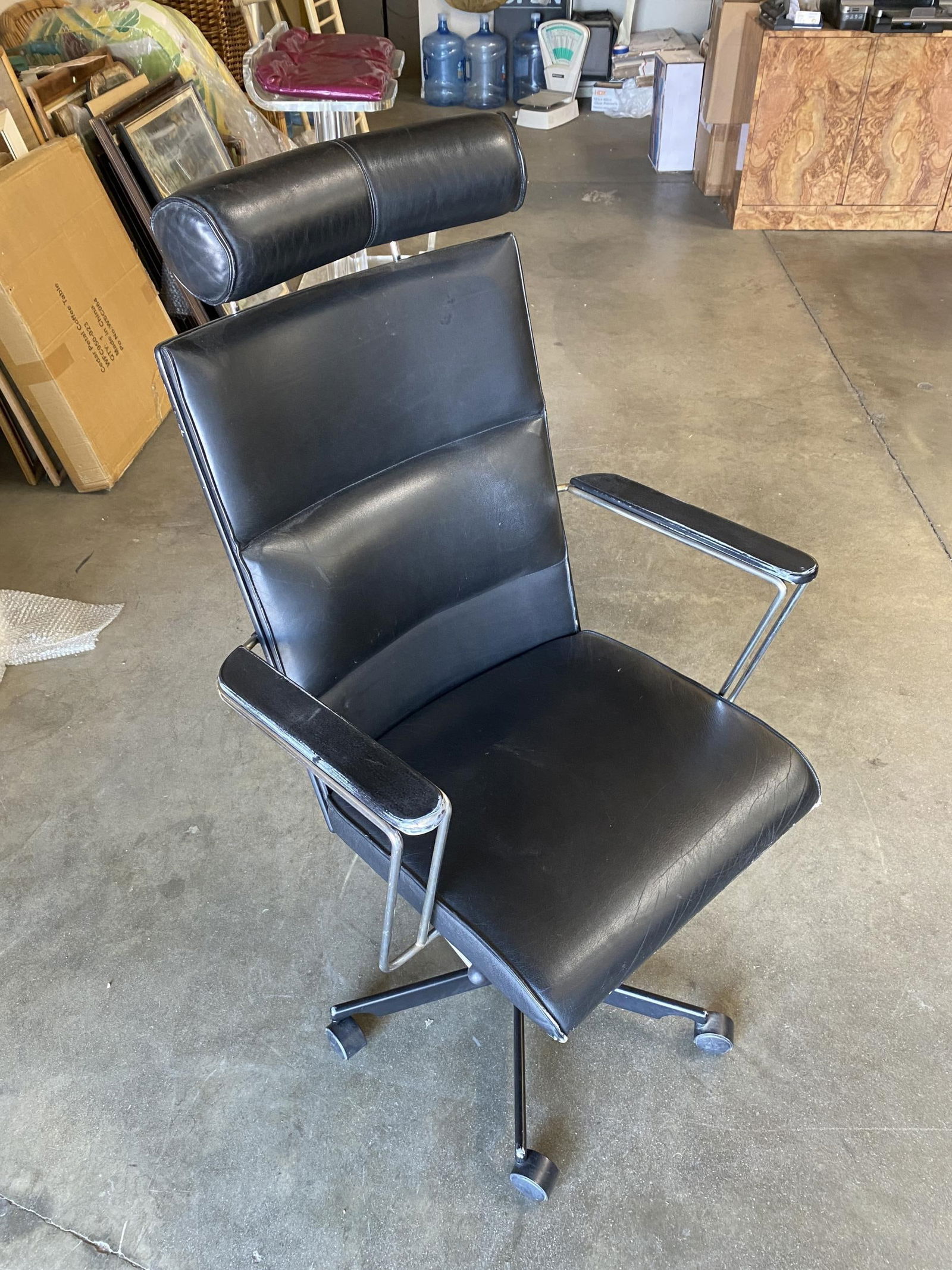 1980's Danish Modern Black and Chrome Executive Desk Chair by Kevi - 14