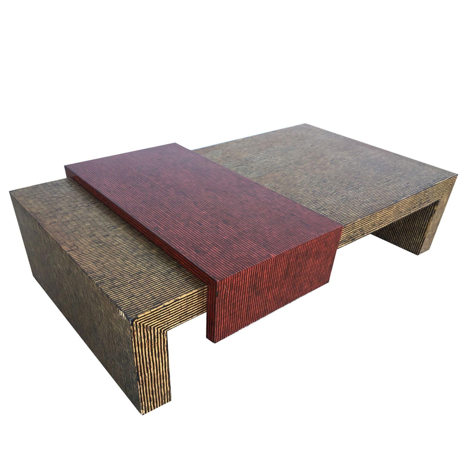 Two-Tone Cubist Style Side Table and Coffee Table Set - Set of 3 - 16