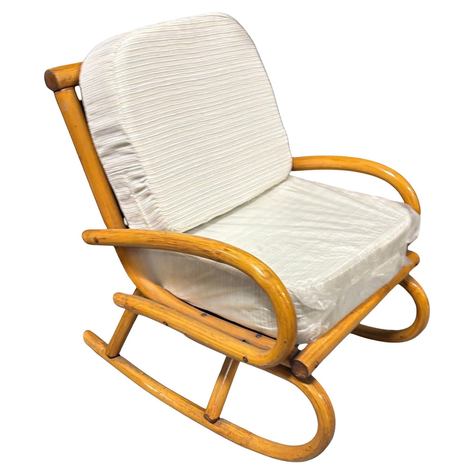 Restored Mid-century Frankl Style Child's Pole Rattan Bent Arm Rocking Chair - 2
