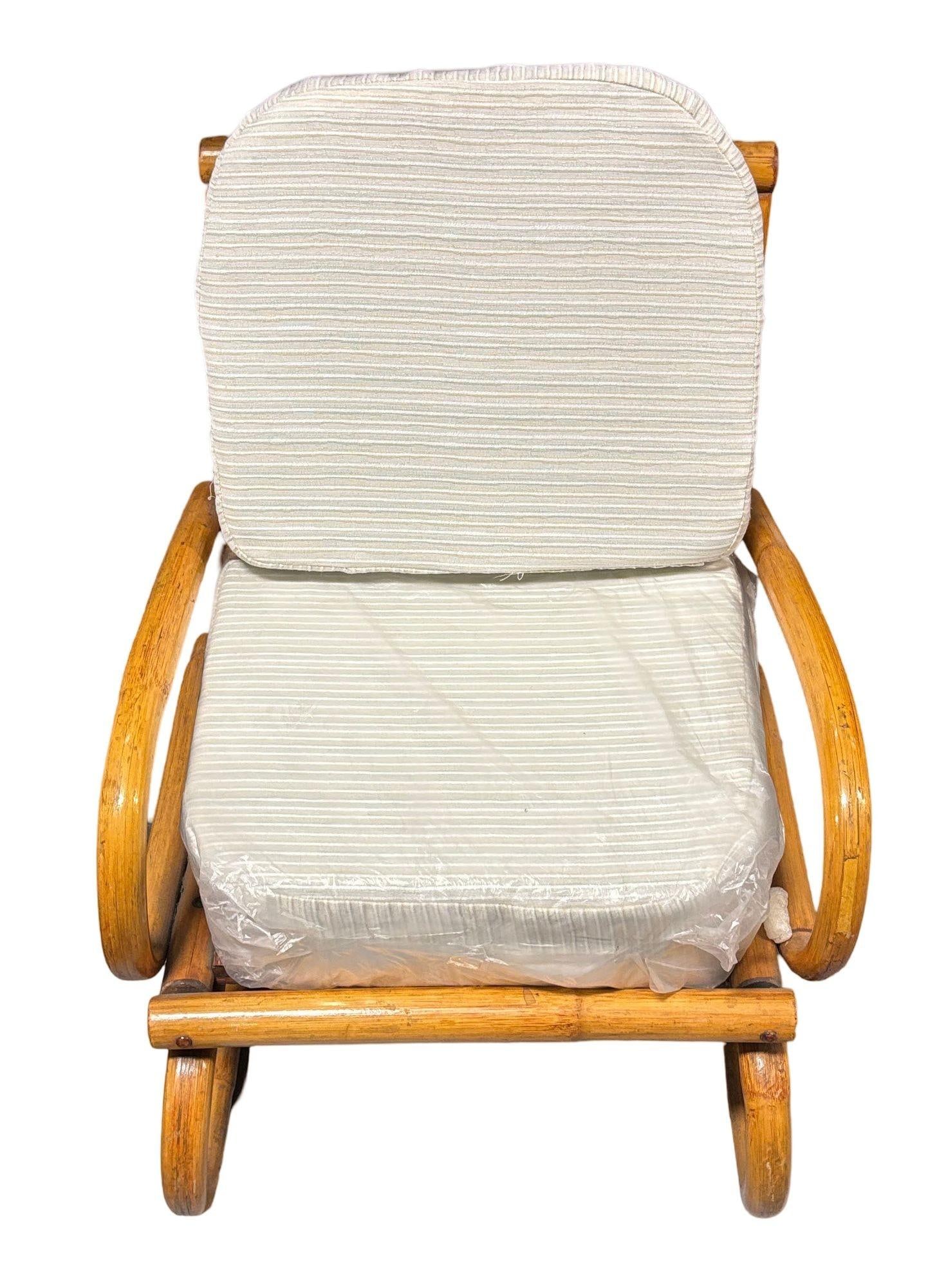 Restored Mid-century Frankl Style Child's Pole Rattan Bent Arm Rocking Chair - 3