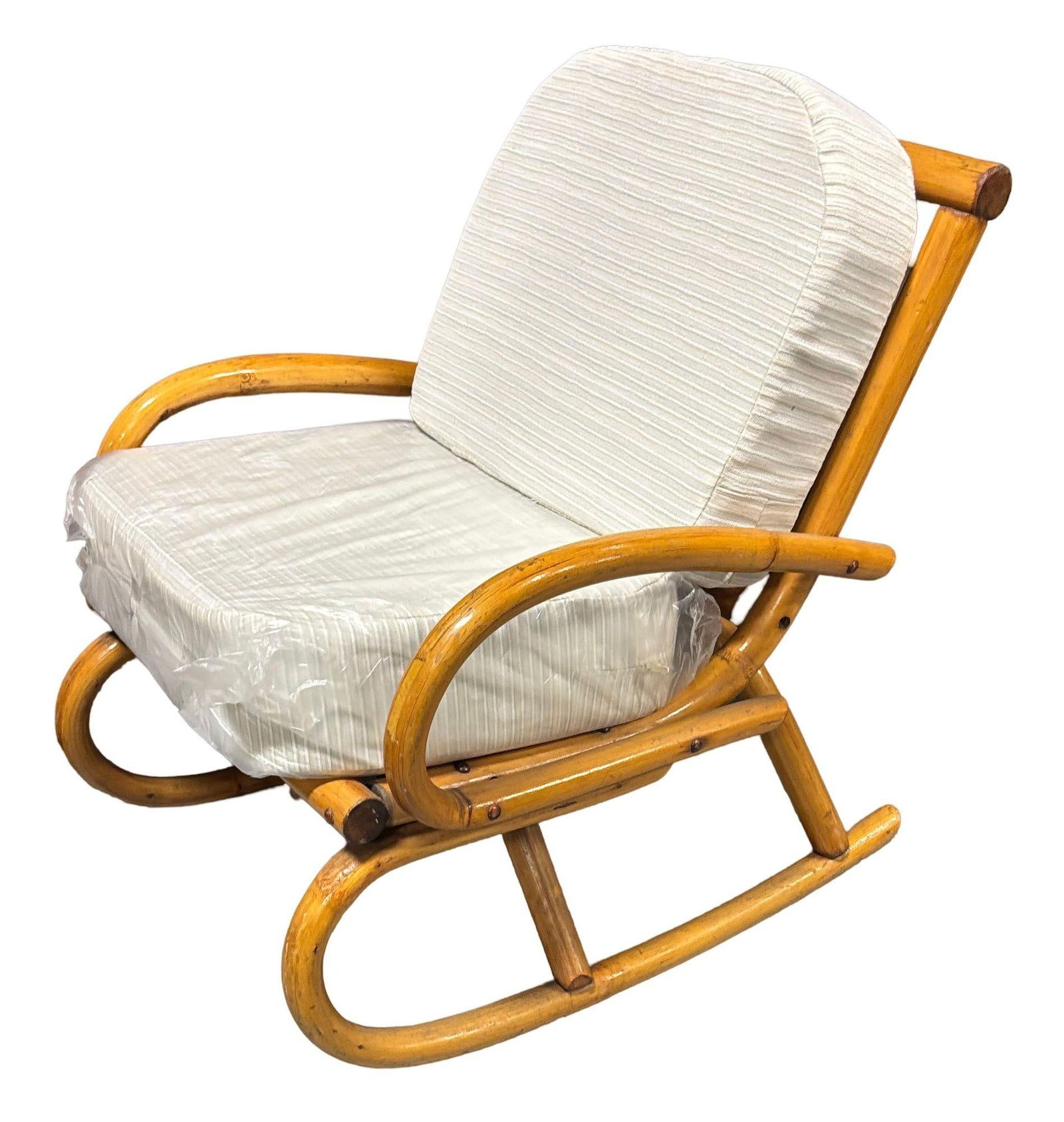 Restored Mid-century Frankl Style Child's Pole Rattan Bent Arm Rocking Chair - 4