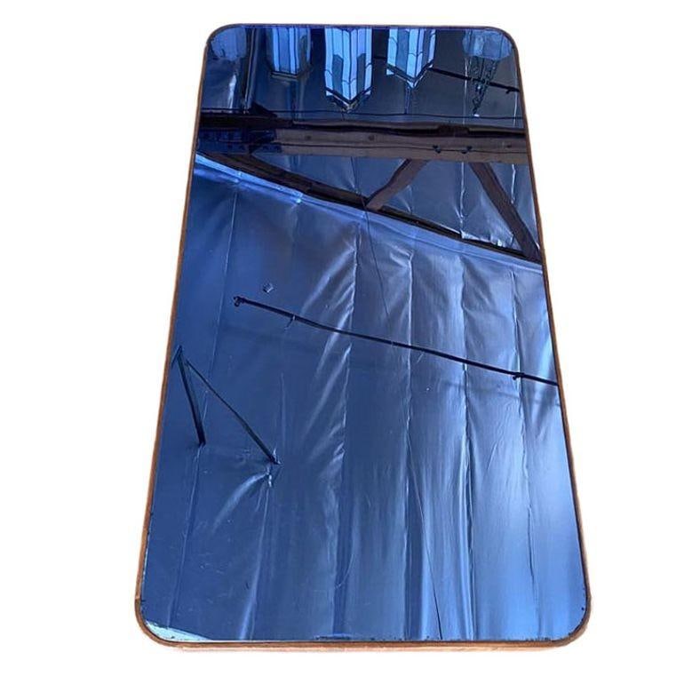 Gilbert Rohde Style Art Deco Mahogany Coffee Table w/ Cobalt Glass Top - 12