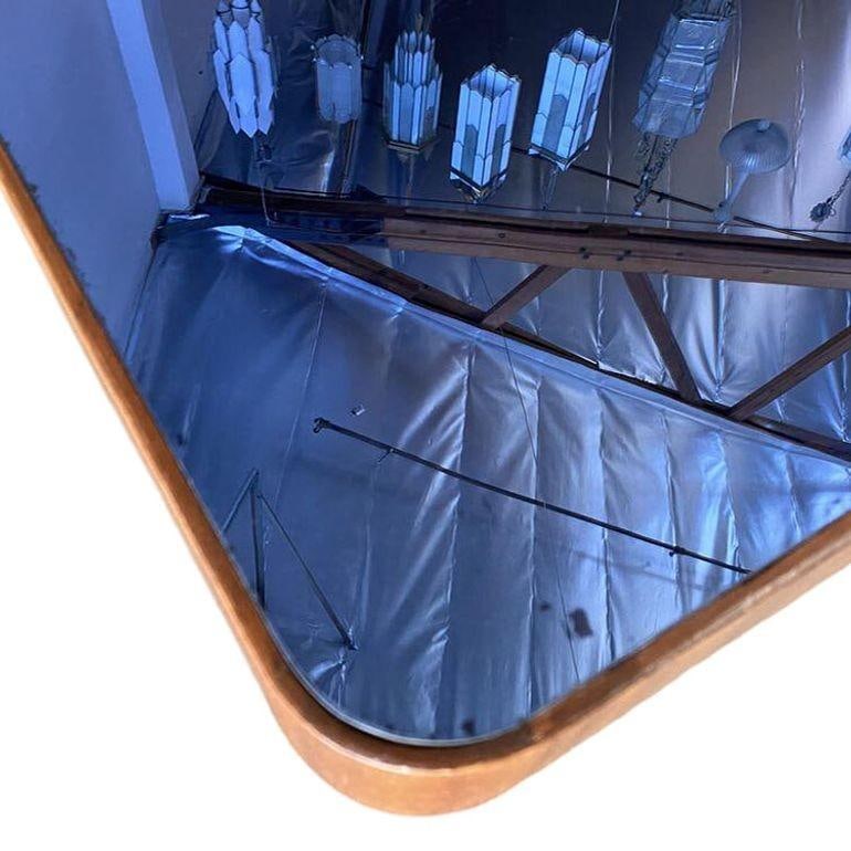 Gilbert Rohde Style Art Deco Mahogany Coffee Table w/ Cobalt Glass Top - 6